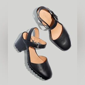 NEW Madewell Ankle Strap Lugsole Mary Jane Heels in True Black, Size 8.5